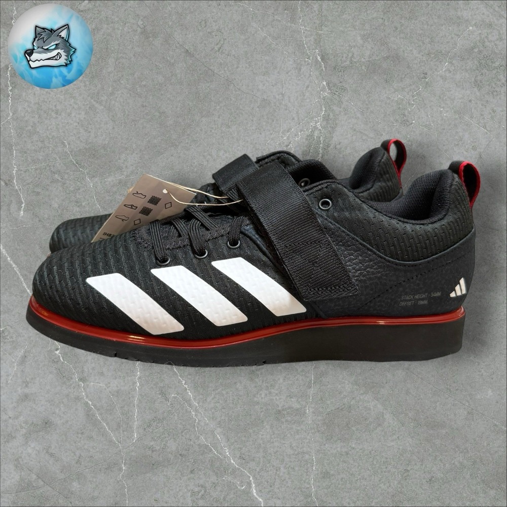 adidas Powerlift 5 Weightlifting Shoes Black White Ruby Men's 7 IH8238
